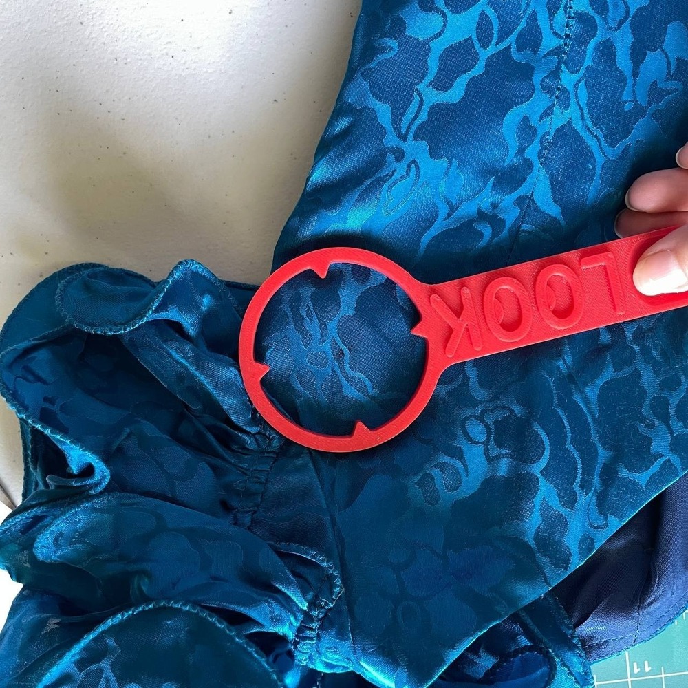 Vintage AJ Bari 100% Silk Teal Floral Ruched Ruffle Sleeve Cocktail Dress Size 8 - Picture 5 of 13